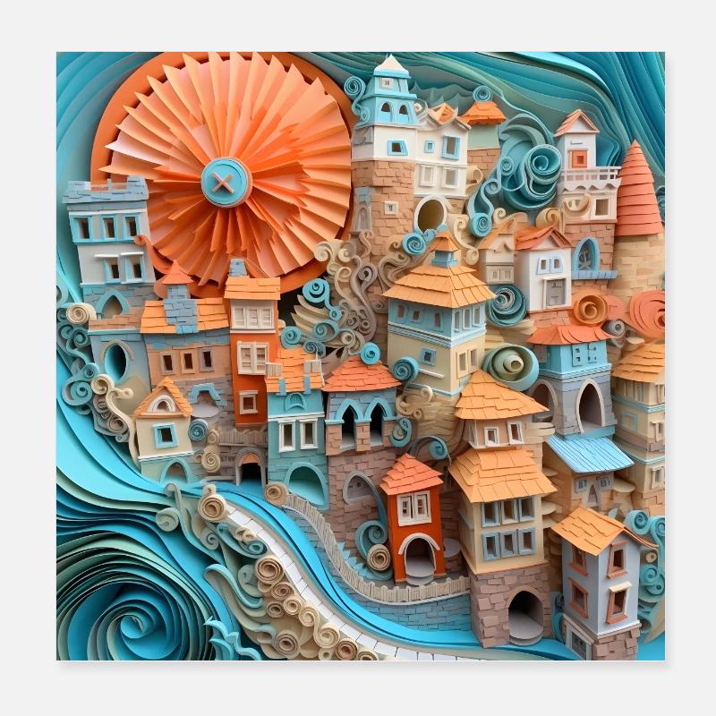 Papier Stadt Poster 20x20 cm