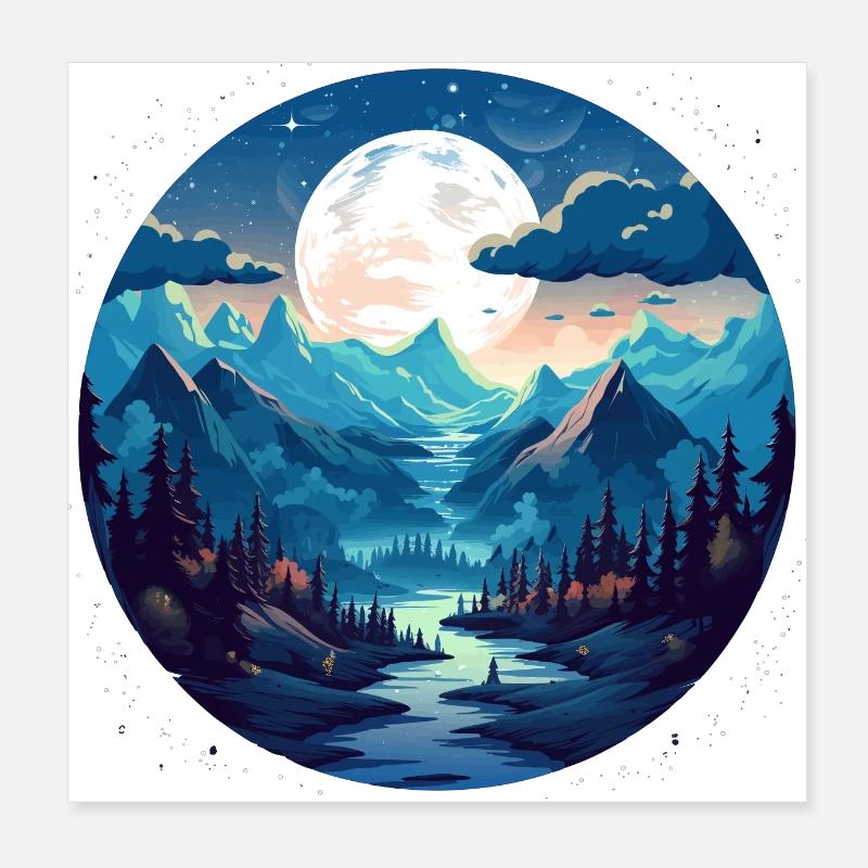 Forest at night Poster 8" x 8" (20x20 cm)