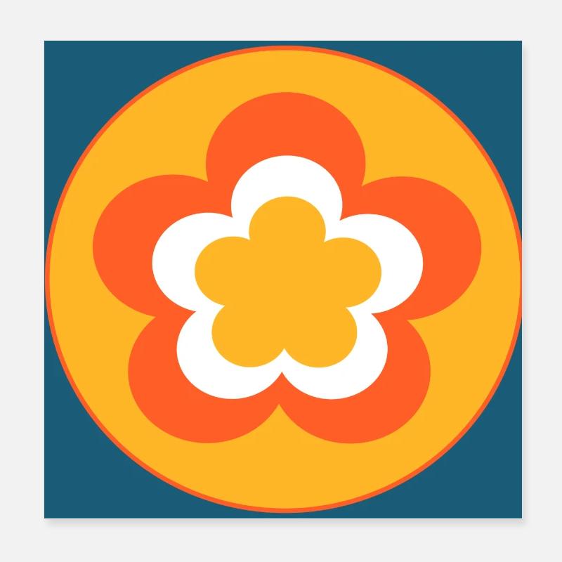 70s Flower Pattern Poster 8" x 8" (20x20 cm)