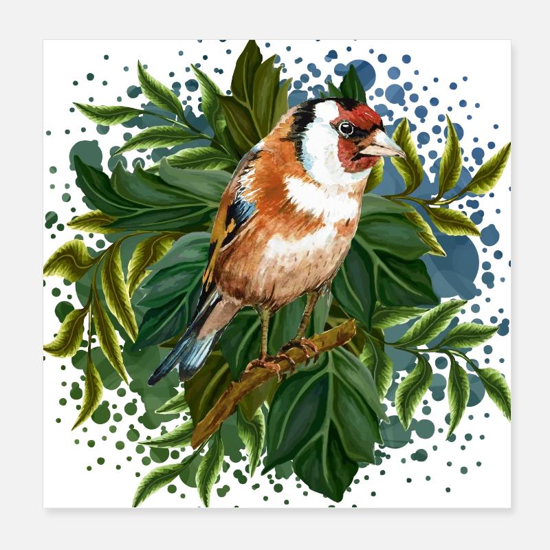 Colorful bird Poster 8" x 8" (20x20 cm)