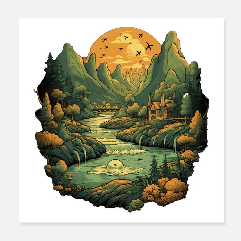 Landschaft Poster 20x20 cm