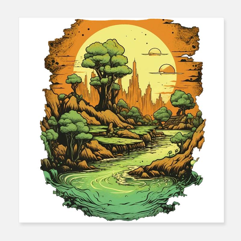 Landscape Poster 8" x 8" (20x20 cm)