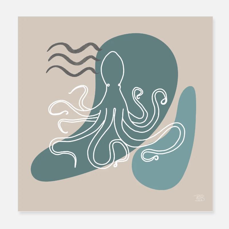 Pieuvre Poster 20 x 20 cm