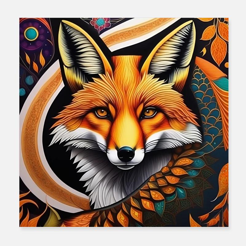 Fuchs - Poster 20x20 cm - Weiß