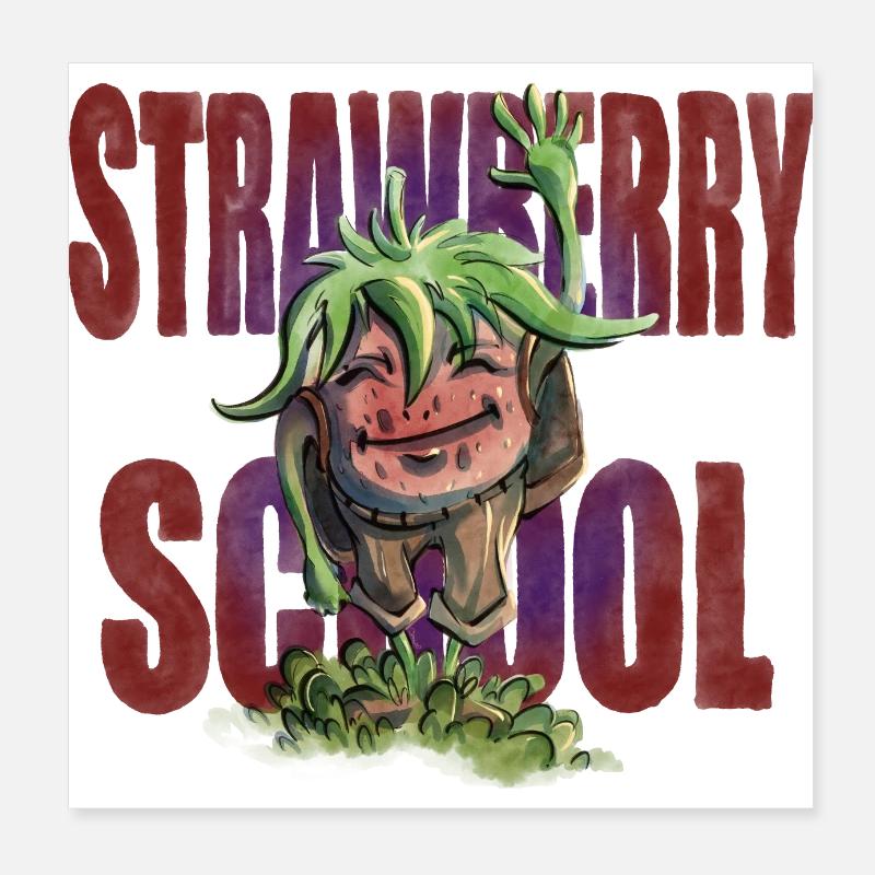 Erdbeer-Schule Poster 20x20 cm