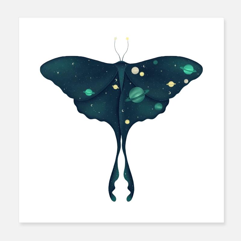 Cosmic Moth Poster 8" x 8" (20x20 cm)