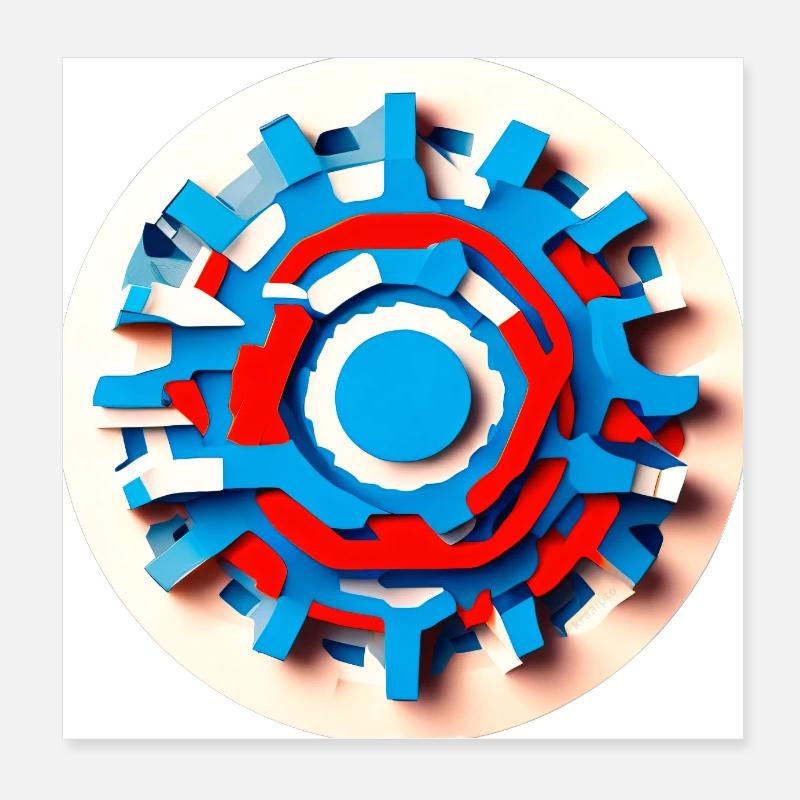 Abstract Psychedelic Gear Wheel Poster 8" x 8" (20x20 cm)