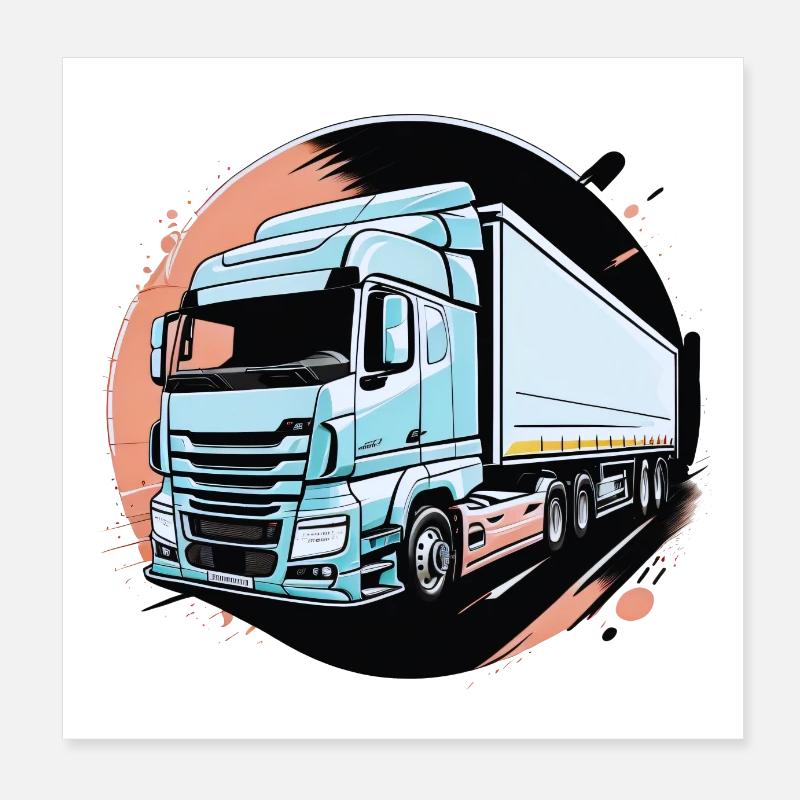 Semi trailer truck Poster 8" x 8" (20x20 cm)