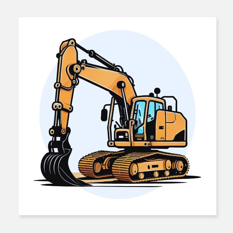 The excavator Poster 8" x 8" (20x20 cm)