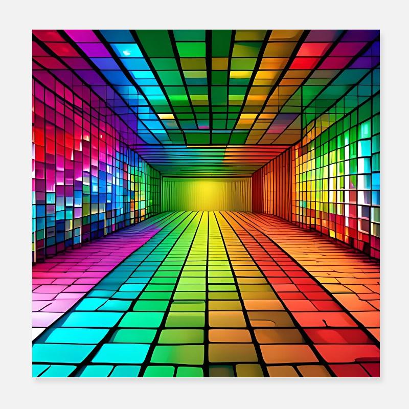 Quadrati arcobaleno 3D Poster 20x20 cm
