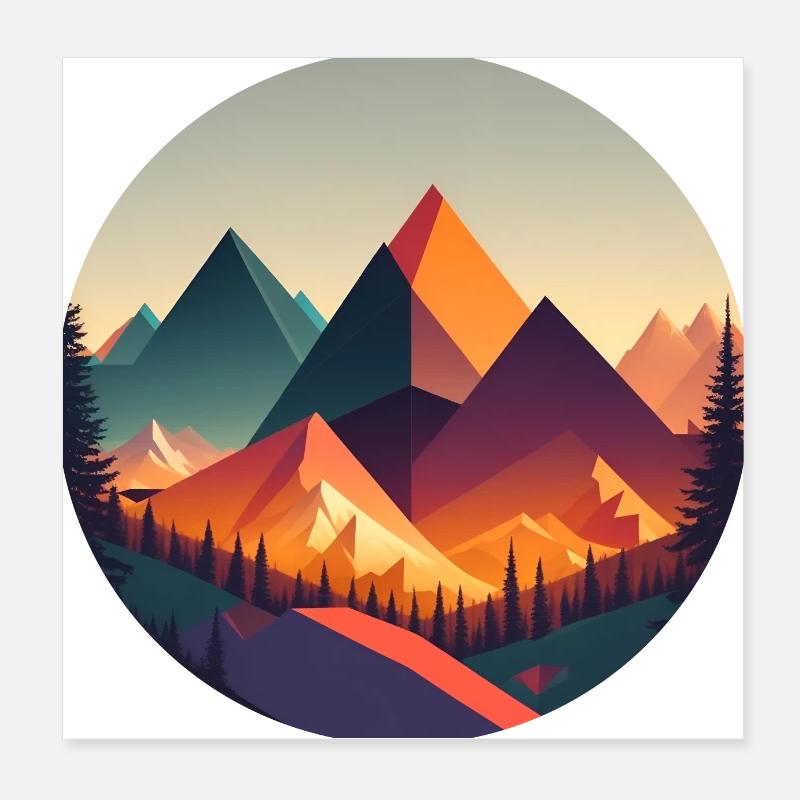 Geometric landscape Poster 8" x 8" (20x20 cm)