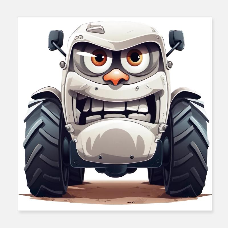 Fun on the farm with the funny tractor Poster 8" x 8" (20x20 cm)