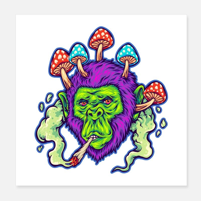 Stoned Ape | Psychedelic Gorilla | Trippy | Poster 8" x 8" (20x20 cm)