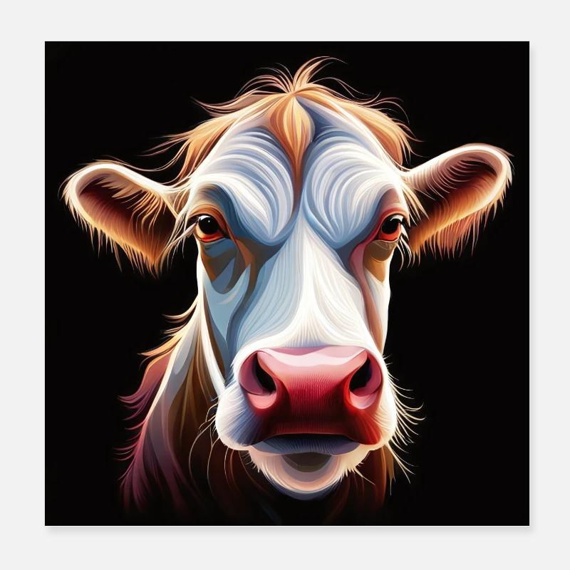 Kuh Schädel Kopf lustig braun grimmig Poster 20x20 cm