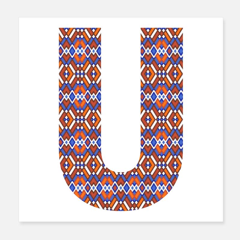 Monogramm Buchstabe U- geometrisches Muster Poster 20x20 cm