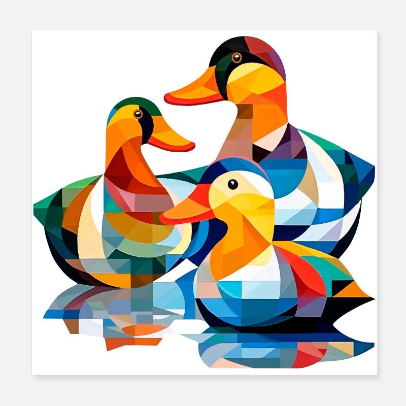 Canards Cubisme 2 Poster 20 x 20 cm