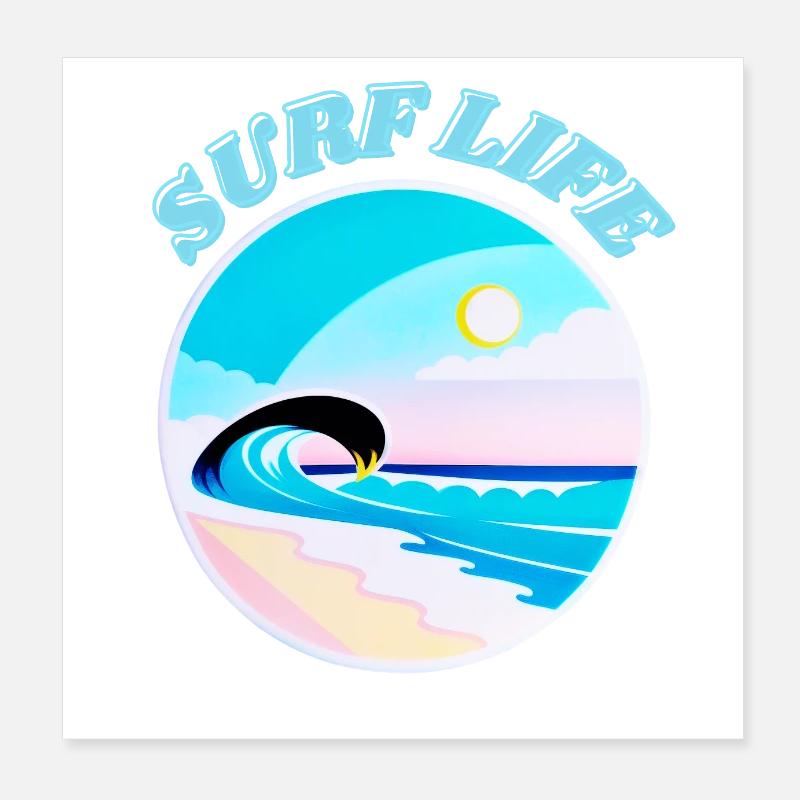 Surf Life, plage, soleil, mer, sable, vagues et été Poster 20 x 20 cm