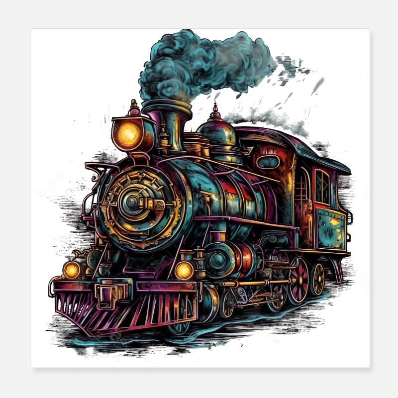 Leidenschaft für eine Dampflokomotive Poster 20x20 cm