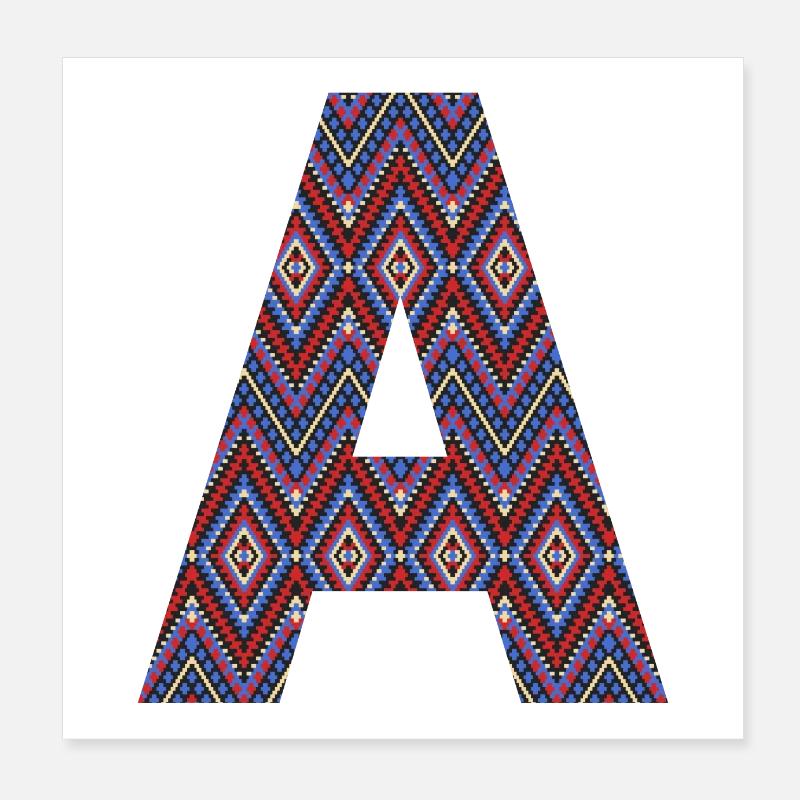 Monogram Letter A- boho colorful design Poster 8" x 8" (20x20 cm)