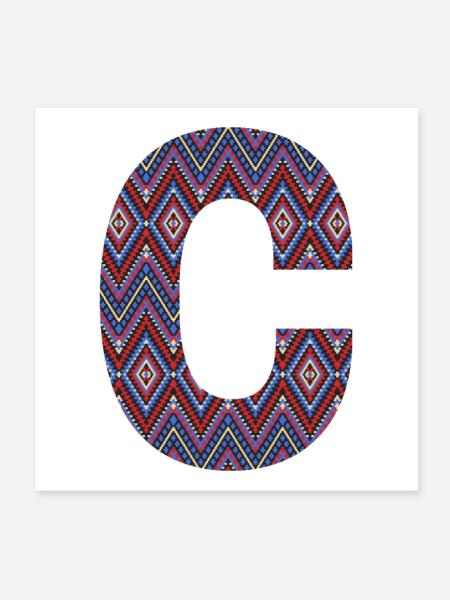 Monogramm Buchstabe C - geometrisches Muster - Poster 20x20 cm - Weiß - Vorne