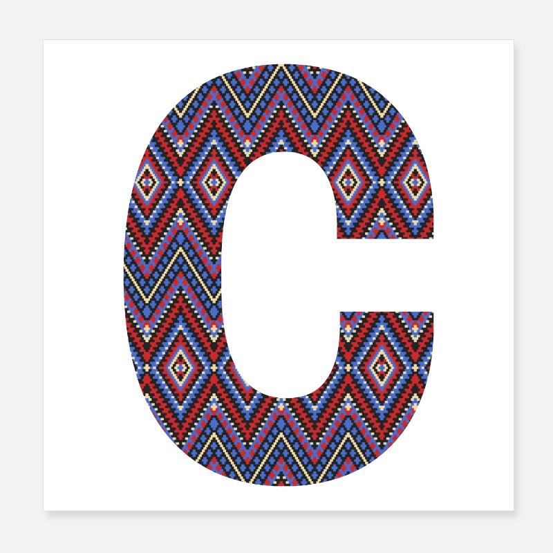 Monogramm Buchstabe C - geometrisches Muster Poster 20x20 cm