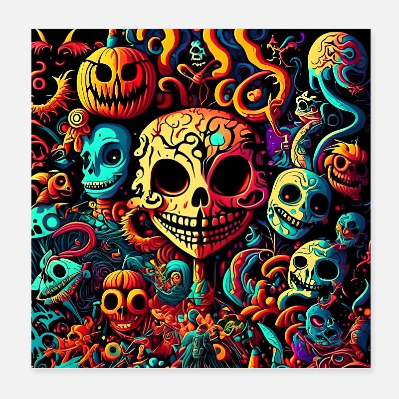 Modèle psychédélique d’Halloween Poster 20 x 20 cm
