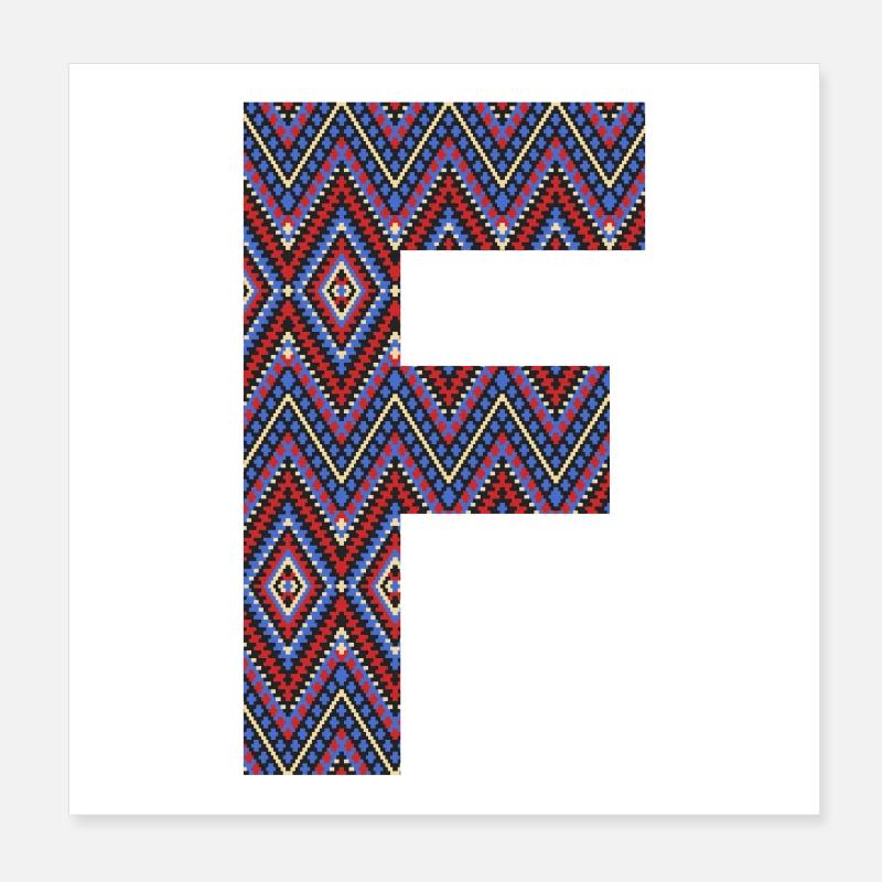 Monogramm Buchstabe F - geometrisches Muster Poster 20x20 cm