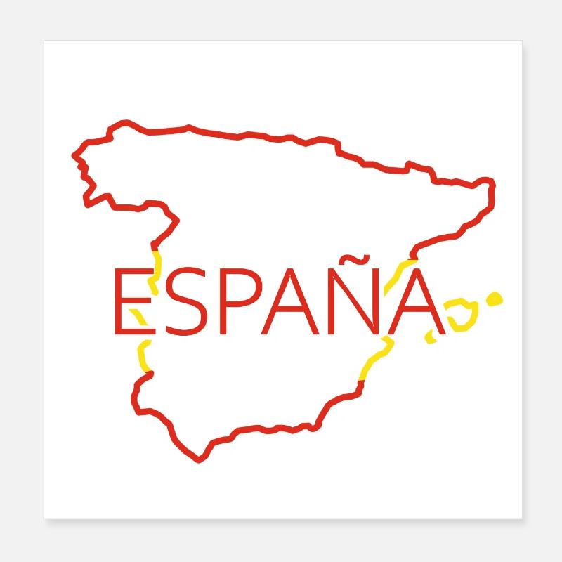 Landkarte von Spanien Poster 20x20 cm