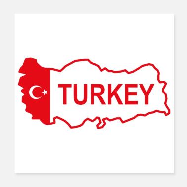 Mappa della Turchia Poster 20x20 cm