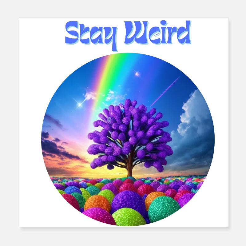 Stay Weird, arbre abstrait de couleurs Poster 20 x 20 cm