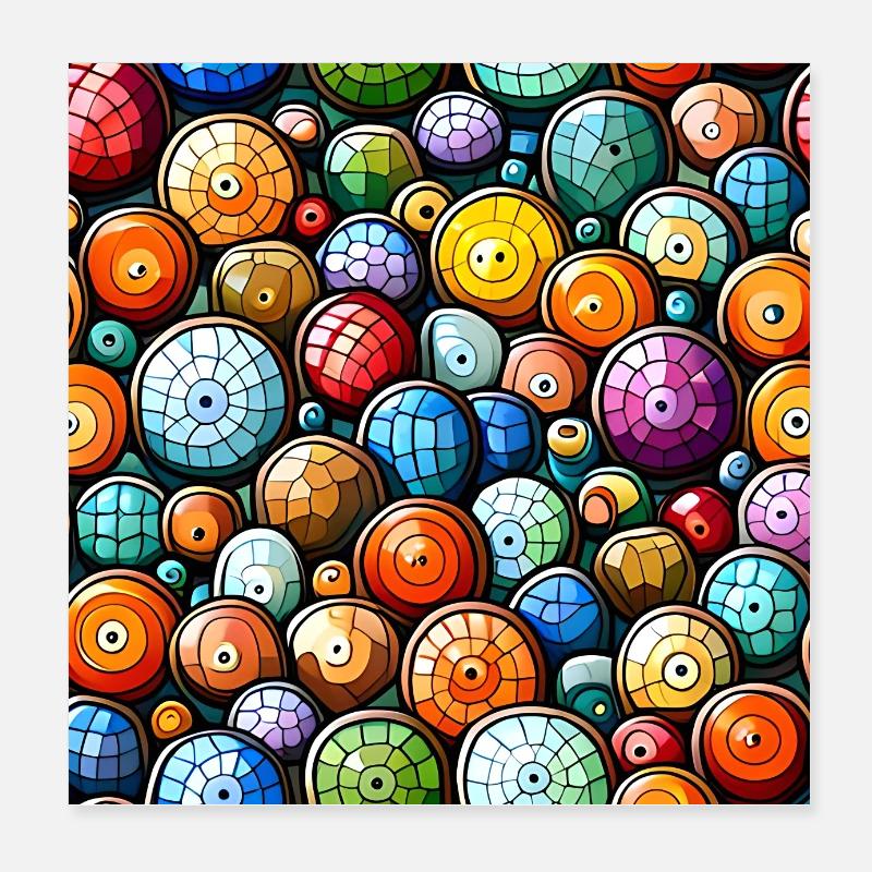 Murakami-Mosaik-Muster Poster 20x20 cm