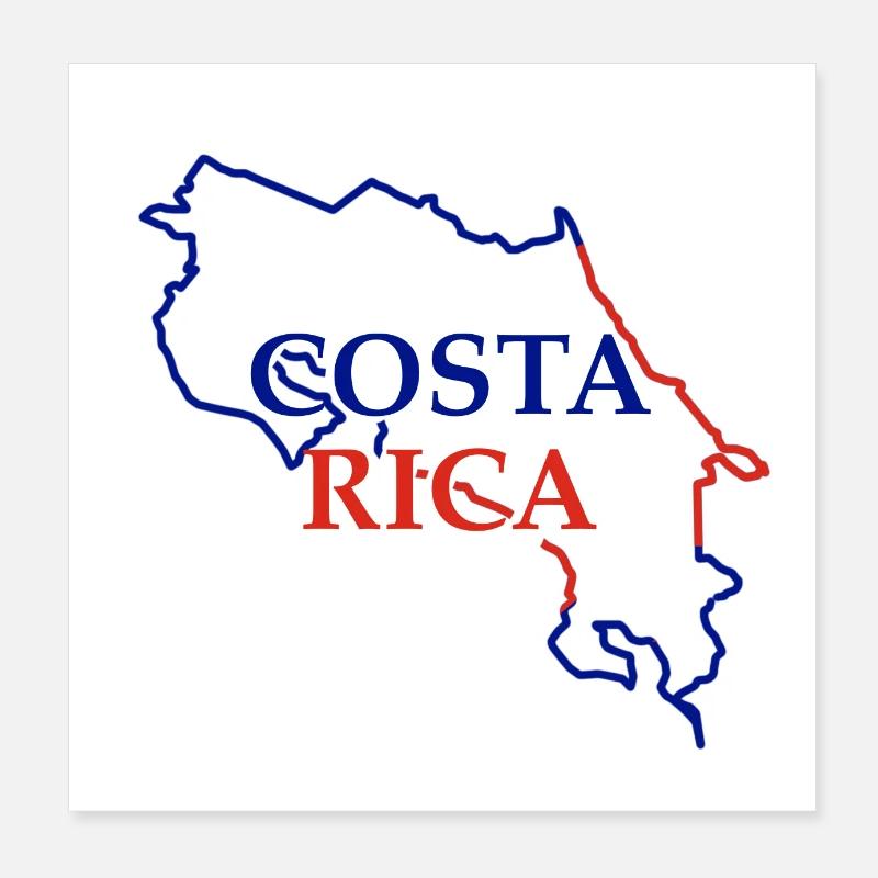 Carte du Costa Rica Poster 20 x 20 cm