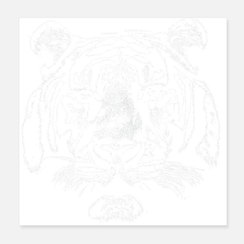 Tiger Head Black White Poster 8" x 8" (20x20 cm)