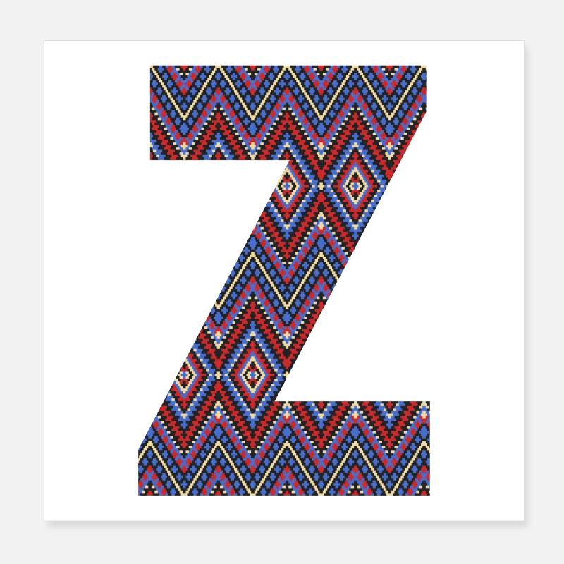 Monogramm Buchstabe Z - geometrisches Muster Poster 20x20 cm