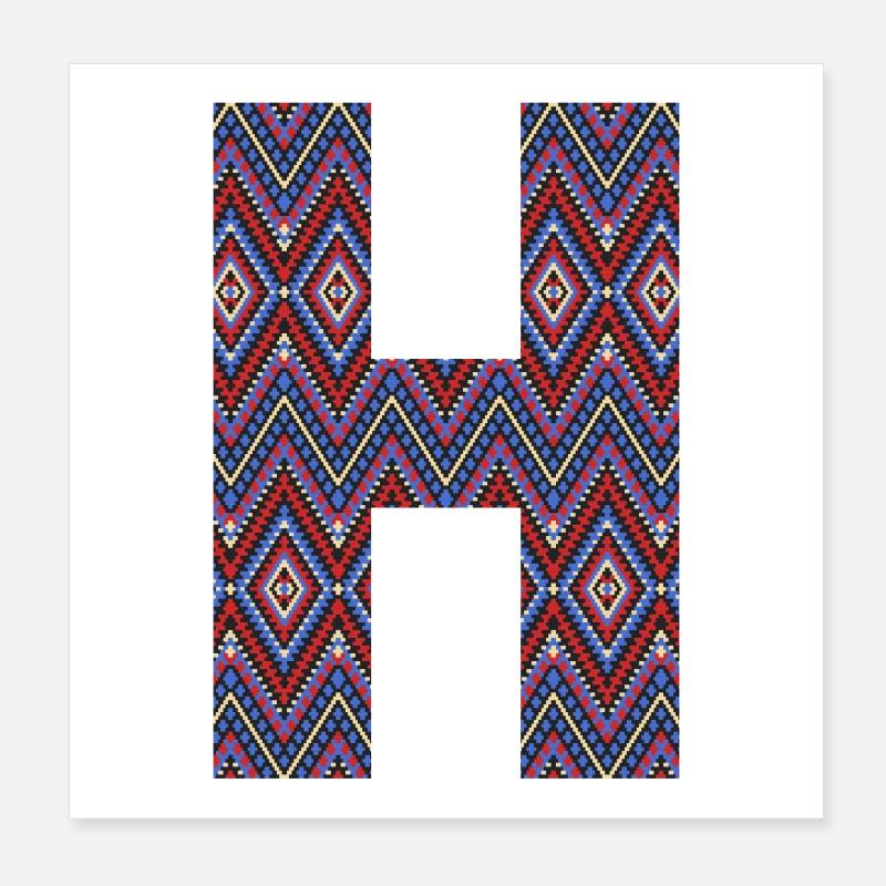 Monogramm Buchstabe H - geometrisches Muster Poster 20x20 cm