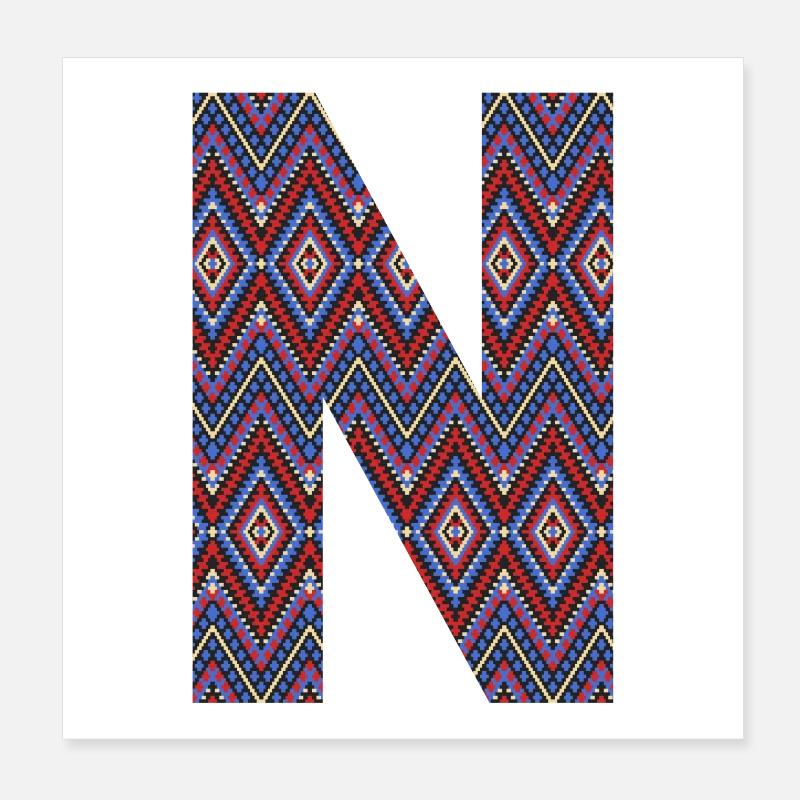 Monogramm Buchstabe N - geometrisches Muster Poster 20x20 cm