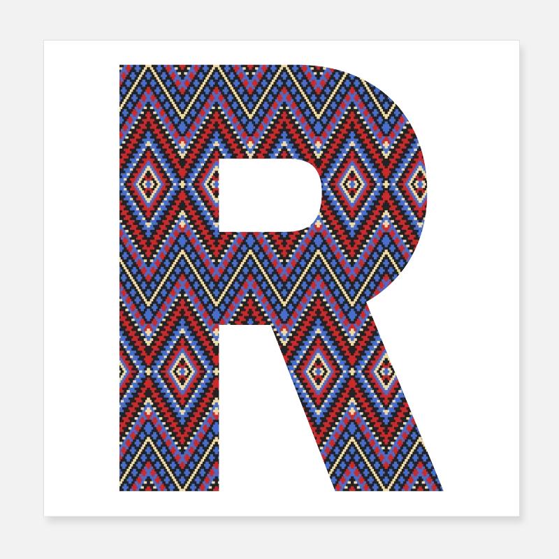 Monogramm Buchstabe R - geometrisches Muster Poster 20x20 cm