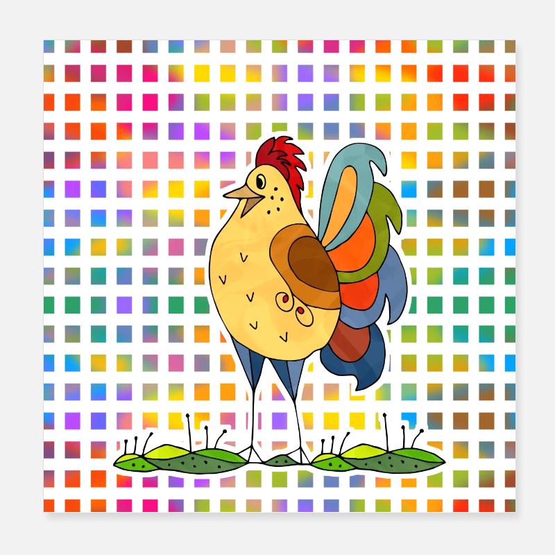 Rooster Poster 8" x 8" (20x20 cm)