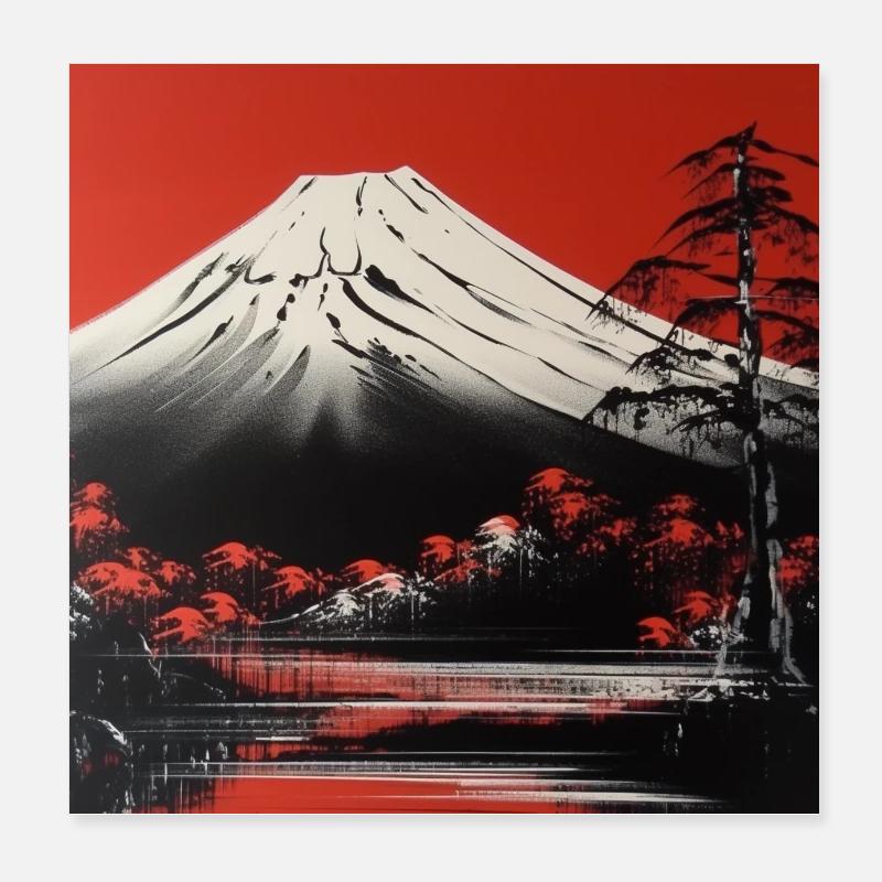 Mountain romance on Mount Fuji Poster 8" x 8" (20x20 cm)