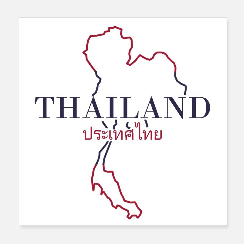 Carte de la Thaïlande Poster 20 x 20 cm
