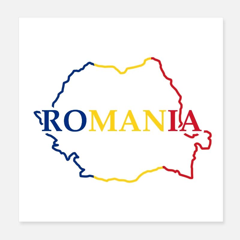 Carte de la Roumanie Poster 20 x 20 cm