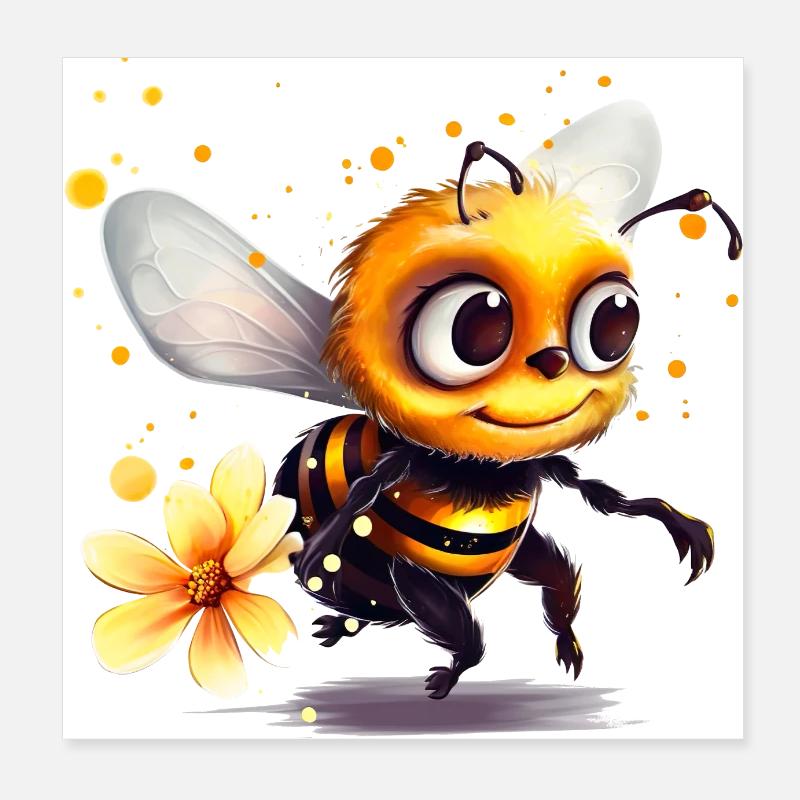 Drôle d’abeille s’est couverte de pollen d’abeille Poster 20 x 20 cm