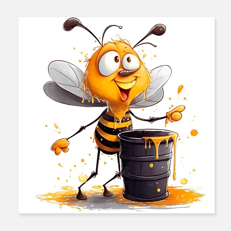Bee nibbles on honey Poster 8" x 8" (20x20 cm)
