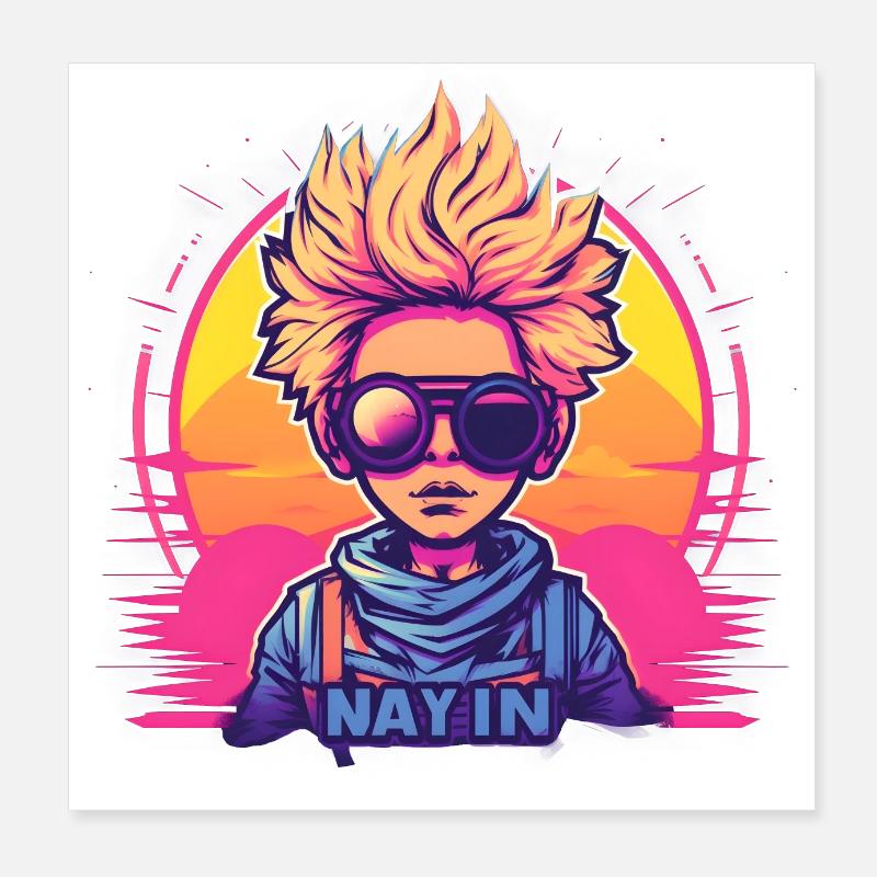 Synthwave Boy Tramonto Poster 20x20 cm