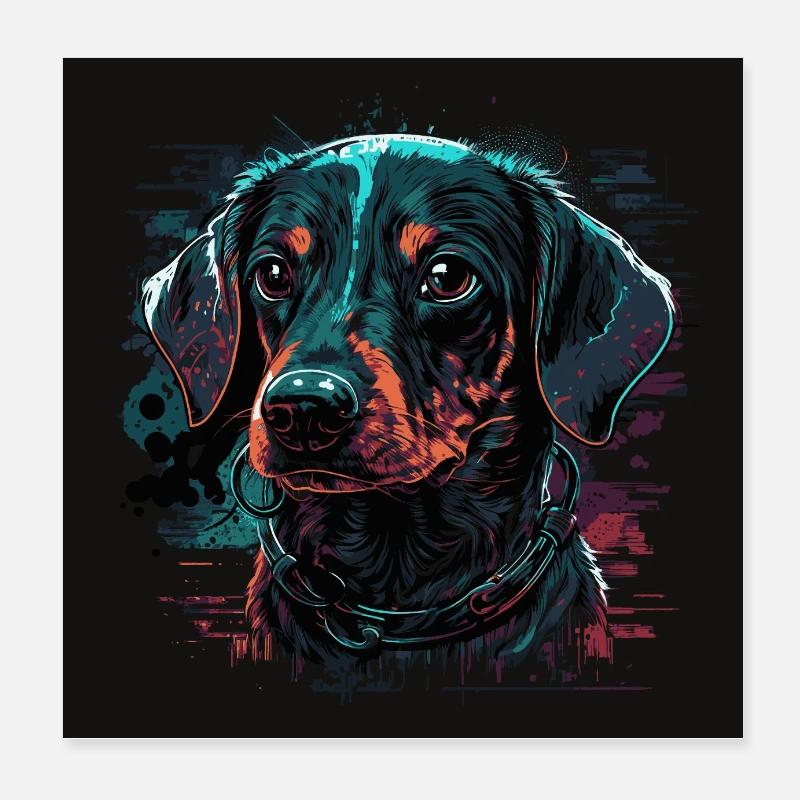Dackelwelpe - Poster 20x20 cm - Weiß