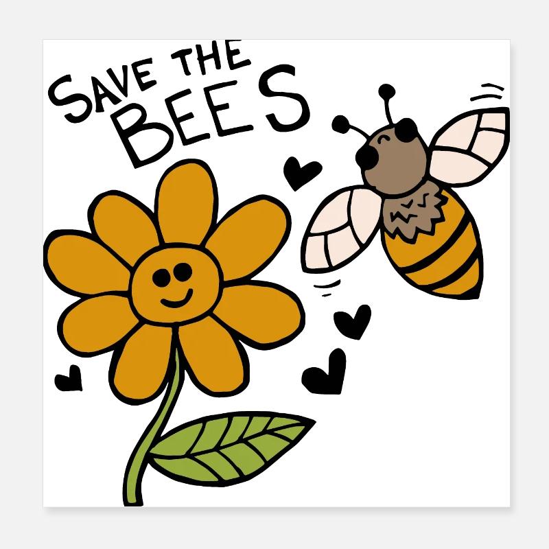 Rettet die Bienen Poster 20x20 cm