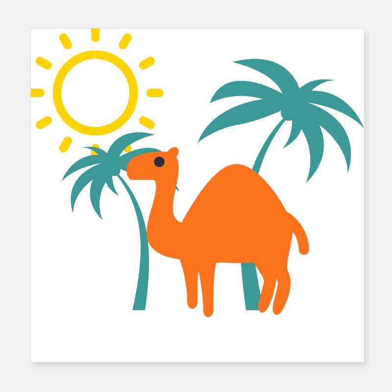 Camel palm trees Poster 8" x 8" (20x20 cm)