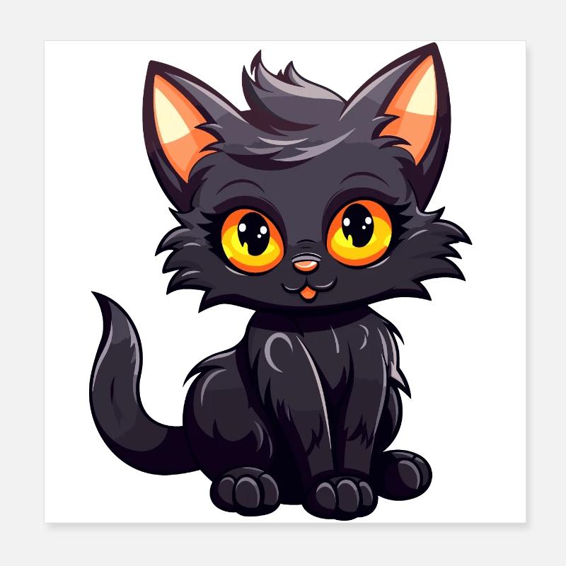 Kleines schwarzes Kätzchen Cartoon Character Poster 20x20 cm
