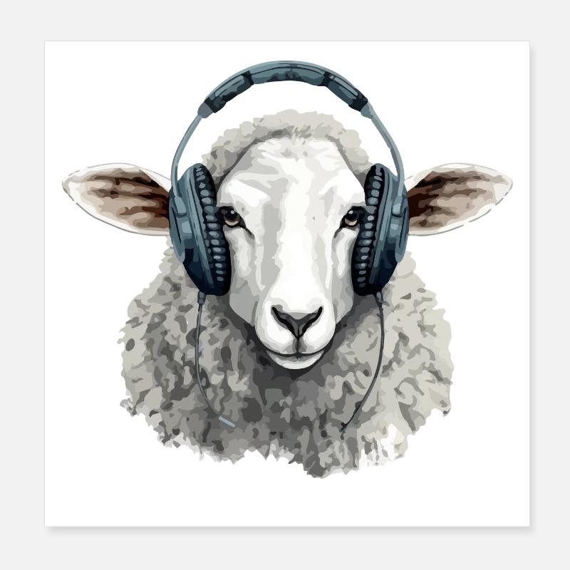 Kigo le mouton mélomane Poster 20 x 20 cm