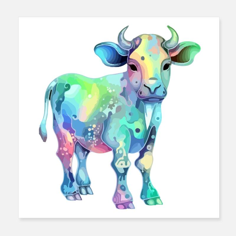 Rika la vache multicolore Poster 20 x 20 cm